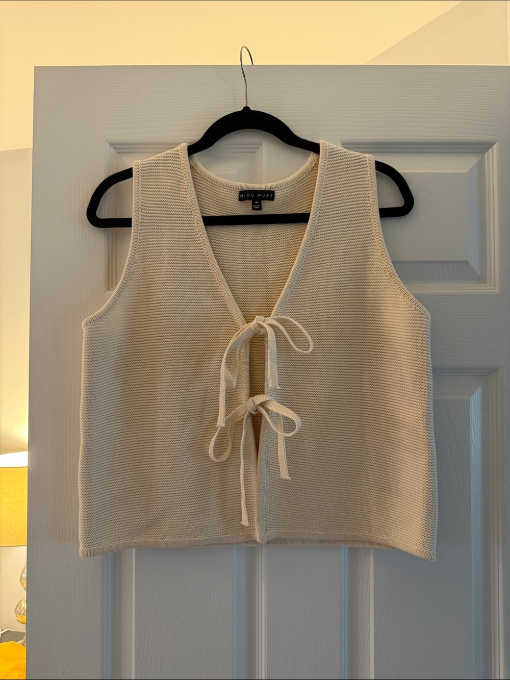 Tie-Front Knit Tank Vest in Cream by MOSSIMO